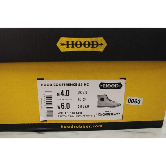 Hood Conference 55 HC Sneakers – White/Black (US 4 Men’s / US 6 Women’s) NEW - Picture 11 of 11